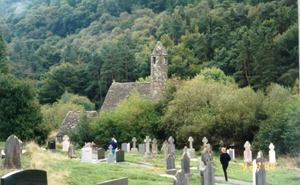 [photograph of the graveyard at Glendalough]