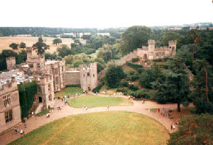 [aerial photograph of Warwick castle]